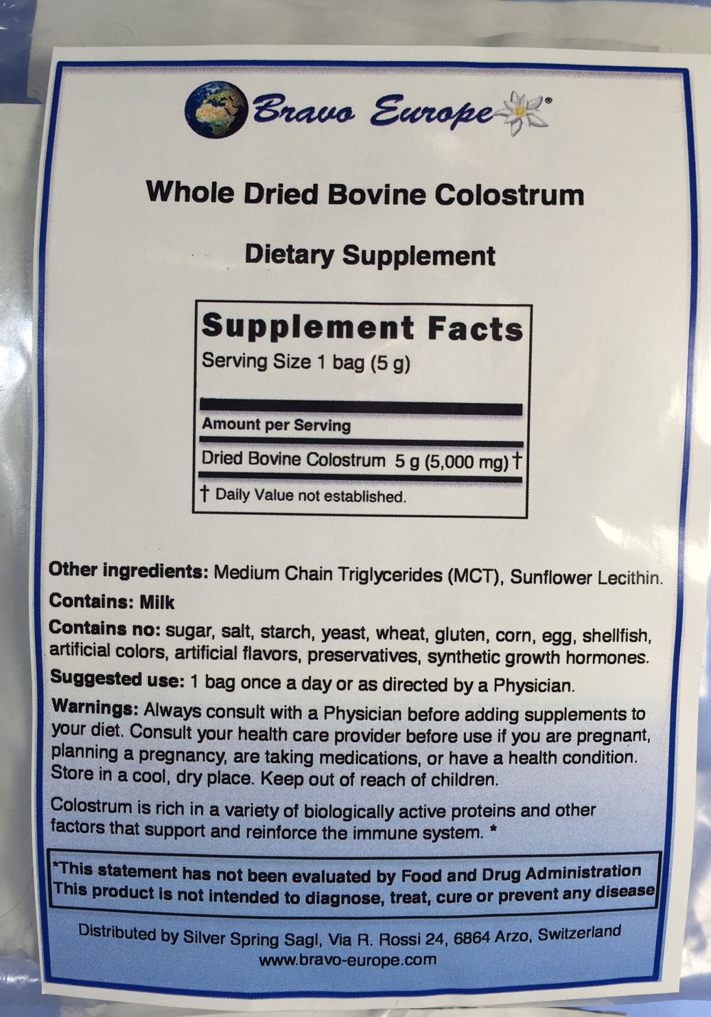 Bravo Bovine Colostrum supplement