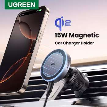 UGREEN MagFlow Qi2 15W Magnetic Car Charger