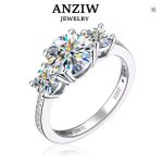 Anziw 3-Stone 3.6CT Moissanite Engagement Ring
