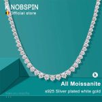 KNOBSPIN 3-Claw D VVS1 Moissanite Tennis Necklace