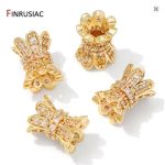 FINRUSIAC 14K Gold Plated Zircon Spacer Beads