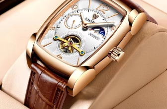 LIGE mens automatic mechanical skeleton watch