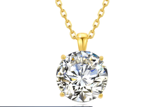 Real 14k gold moissanite pendant necklace