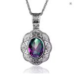 SILVERCHAKRA Mystic Topaz Victorian Retro Pendant Necklace