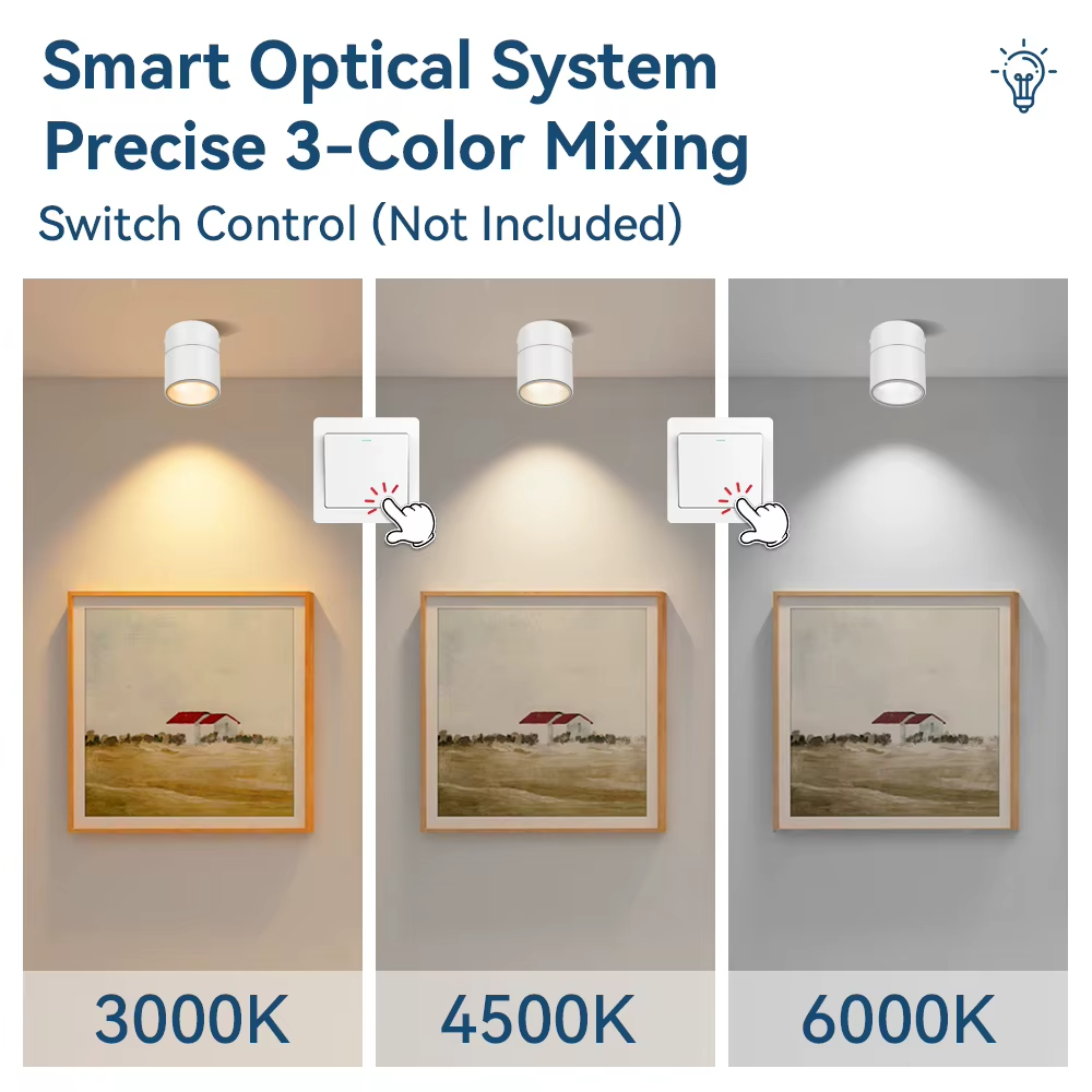 Foldable LED Ceiling Downlight 3 Colors Adjustable Spotlight