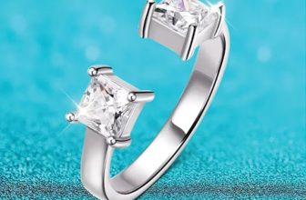 Smyoue 1CTTW Princess Cut Moissanite Adjustable Ring