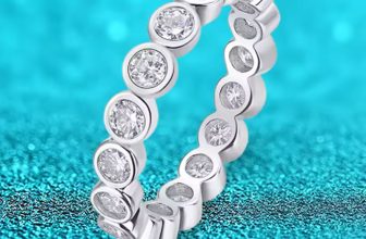 Smyoue 3mm Bubble Full Moissanite Eternity Ring
