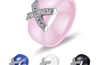 AAA Crystal X Cross Ceramic Ring Women Fashion Jewelry