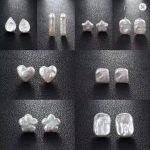 Baroque Natural Pearl Square Stud Earrings 925 Silver