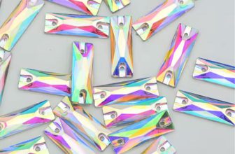 JUNAO 50pcs 7x21mm Sewing Crystal AB Rectangle Rhinestone
