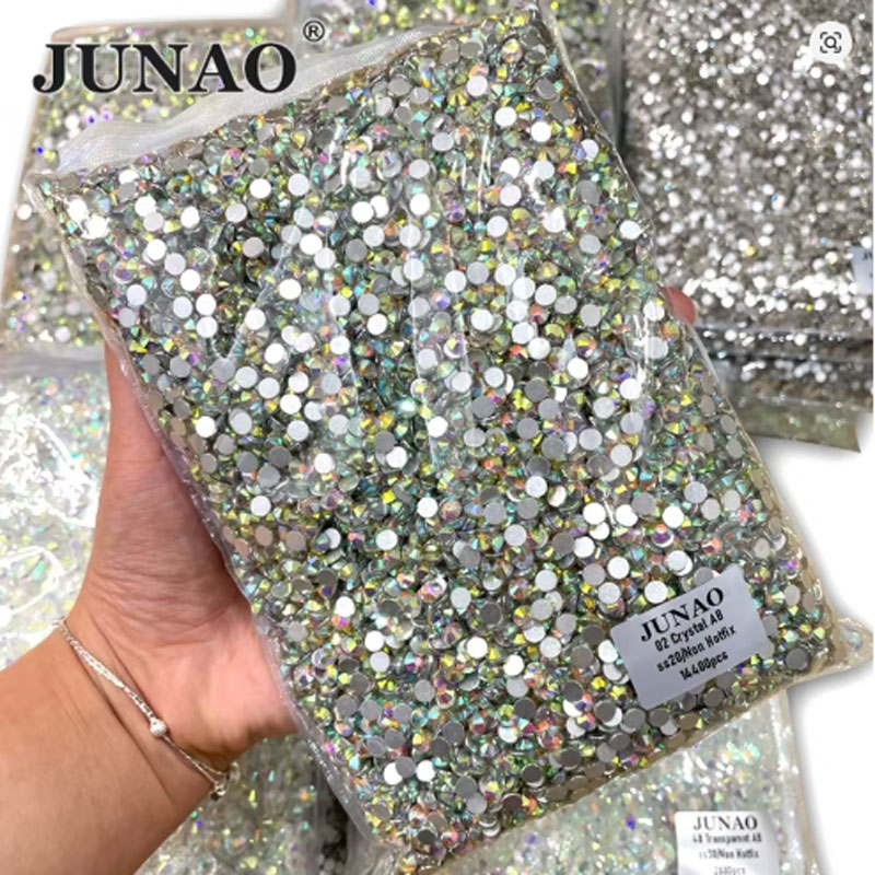 JUNAO Crystal AB Flatback Rhinestones Package