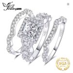 JewelryPalace 3Pcs 925 Silver Halo Engagement Ring Set