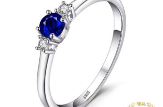 JewelryPalace Blue Sapphire 925 Silver 3 Stone Ring
