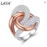 LAYA 925 Silver Irregular Curve Cross Zircon Ring