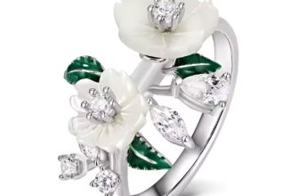 Laya 925 Silver Flower Enamel Ring Green Leaf