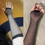 Neon Fishnet Fingerless Long Gloves Women Party Wear