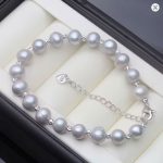 Real Natural Gray Freshwater Pearl Bracelet Women Gift