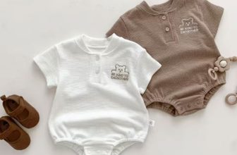 Summer Baby Cartoon Bear Crawling Bodysuit One Piece