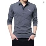 TFETTERS Long T-Shirt Men Turn-Down Stripe Designer