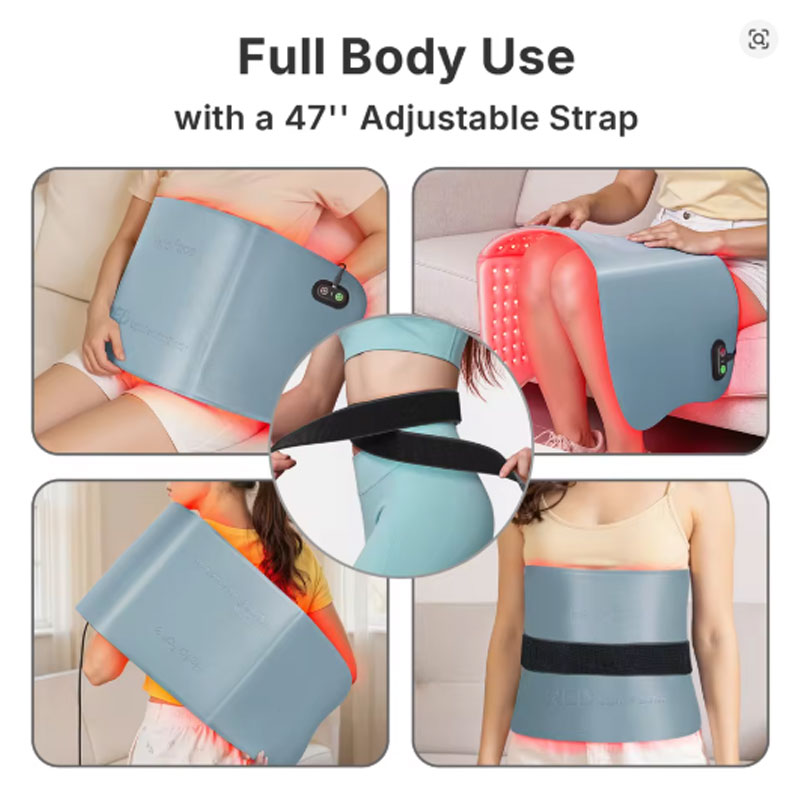 Red light therapy mat on bed