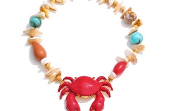 Yhpup 2025 Handmade Ocean Shell Red Crab Necklace