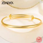 ZDADAN 925 Silver 18K Gold Adjustable Bangle Bracelet