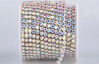 10 Yards Crystal AB Rhinestone Close Chain Silver Trim