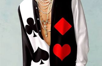 2024 Men’s Poker Red Heart Flower HD Pattern Tee