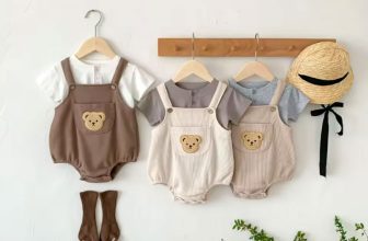 2025 Bear Waffle Romper Suspender Shorts Set Kids