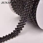 JUNAO SS16 Black Glass Rhinestone Cup Chain 1 Yard