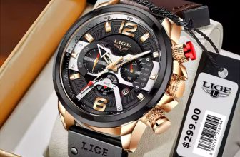 LIGE 2023 Leather Chronograph Waterproof Sport Watch