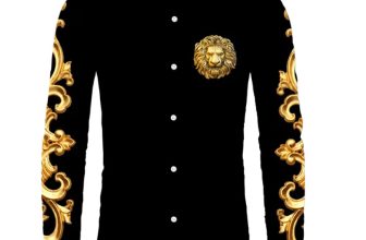Men’s Lion Palm Graphic Long Sleeve Button Shirt