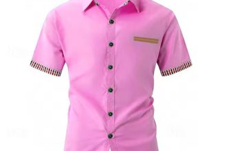 Men’s Pink Hawaiian Lapel Short Sleeve Shirt 5XL