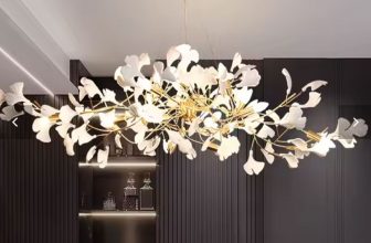 Nordic Ceramic LED Ginkgo Leaf Chandelier Modern Light