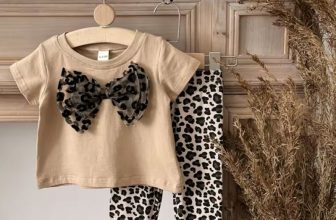 Baby Girls Summer Bow Leopard Print T-Shirt Shorts Set