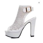 Women’s Peep-Toe Buckle Platform High-Heel Summer Ankle Boots