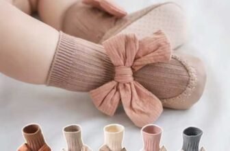 Baby-Girls’-Korean-Bow-Leather-Sole-Anti-Drop-Walking-Socks-