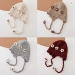 Baby-Girls’-Windproof-Knit-Flower-Ear-Protection-Winter-Bonnet-