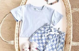 Newborn-Baby-Cotton-Short-Sleeve-Checkerboard-Summer-Outfit-Set