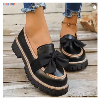 Bowknot Loafers Platform Loafers Slip On Women Flats