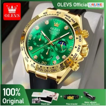 OLEVS Quartz Watch Moon Phase Luminous Watch Men