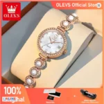OLEVS Quartz Watch Pearl Chain Automatic Date Women