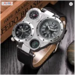 OULM Multi Dial Watch Leather Watch Outdoor Watch