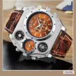 OULM Quartz Watch Leather Strap Sports Watch Men