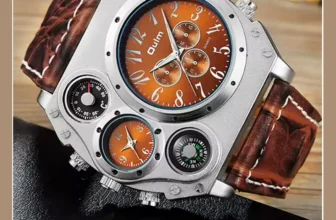OULM Quartz Watch Leather Strap Sports Watch Men