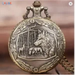 Pocket Watch Wolf Pendant Quartz Watch Men Gift