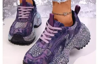 Rhinestone Sneakers Platform Shoes Thick Sole Women Denim