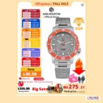 San Martin Diver Watch Automatic Watch Milanese Bracelet