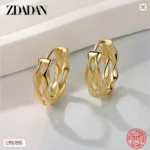 ZDADAN Sterling Silver Hoop Earrings Gold Earrings Women