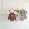 2025 Bear Waffle Romper Suspender Shorts Set Kids